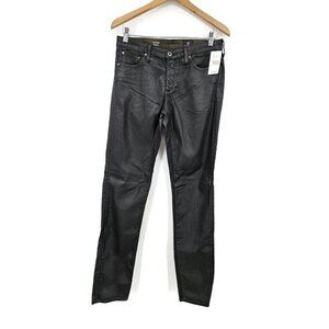 New AG Prima Cigarette Leg Green Pants Womens 27 Waxed Jeans